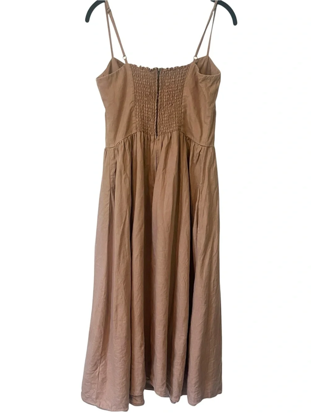 Reformation Cale Linen Midi Dress 10 Peaches Clay Cottagecore Sundress - Picture 10 of 12